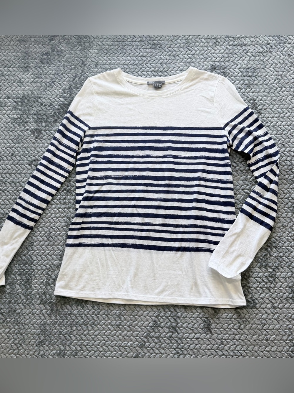 Vince. Breton Striped 100% Pima Cotton Long Sleeve Tee Size Small